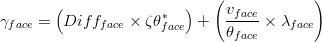 \gamma _{face}=\left (Diff_{face}\times \zeta \theta _{face}^{*}  \right )+\left (\frac{v_{face}}{\theta _{face}}\times \lambda _{face}  \right )